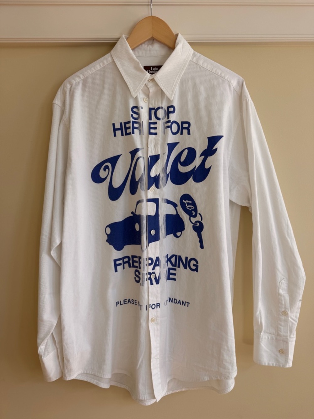Late Checkout Valet Graphic Button Up Shirt White XL